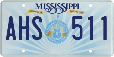 MS license plate AHS511