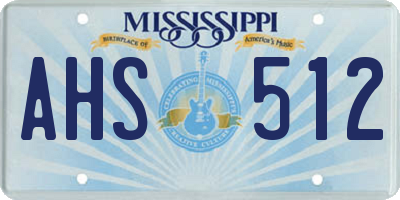 MS license plate AHS512