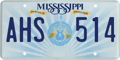 MS license plate AHS514