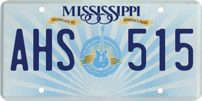 MS license plate AHS515