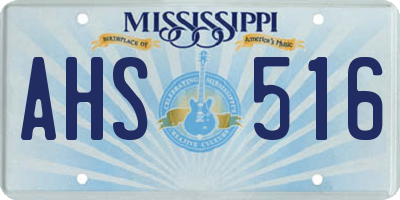 MS license plate AHS516