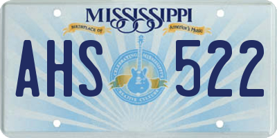 MS license plate AHS522