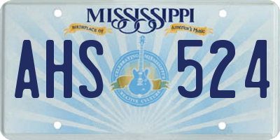 MS license plate AHS524