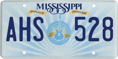 MS license plate AHS528