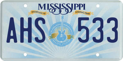 MS license plate AHS533