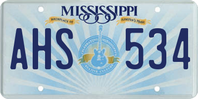 MS license plate AHS534