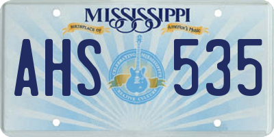MS license plate AHS535