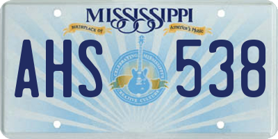 MS license plate AHS538