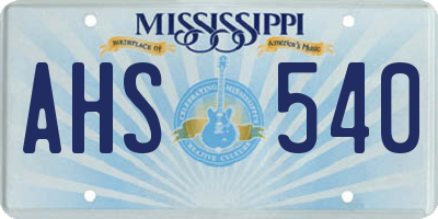 MS license plate AHS540