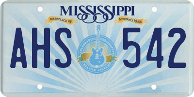 MS license plate AHS542