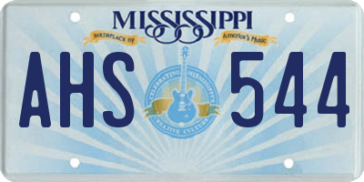 MS license plate AHS544