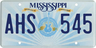 MS license plate AHS545