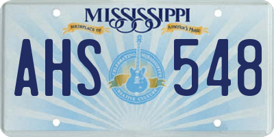 MS license plate AHS548