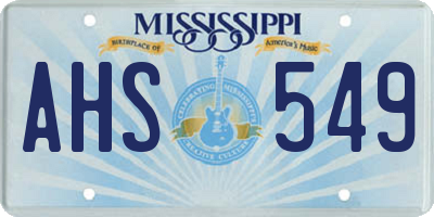 MS license plate AHS549