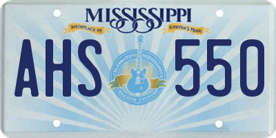 MS license plate AHS550