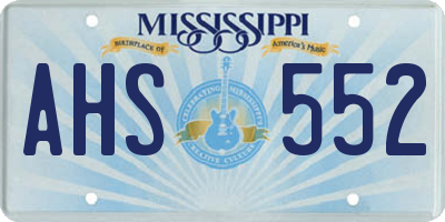 MS license plate AHS552