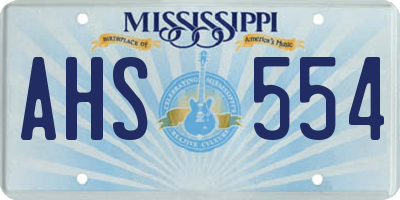 MS license plate AHS554