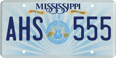 MS license plate AHS555