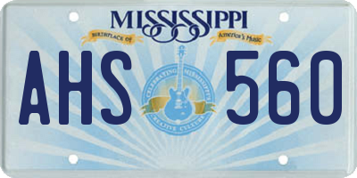 MS license plate AHS560