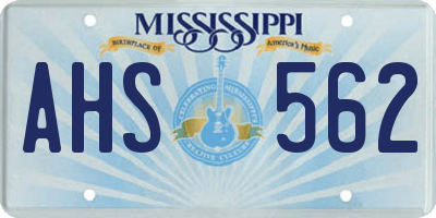 MS license plate AHS562