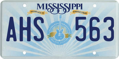 MS license plate AHS563
