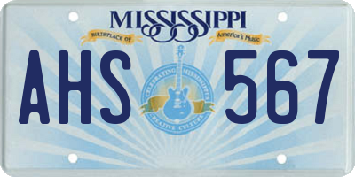 MS license plate AHS567