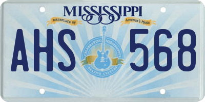 MS license plate AHS568