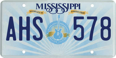 MS license plate AHS578