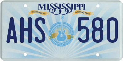 MS license plate AHS580