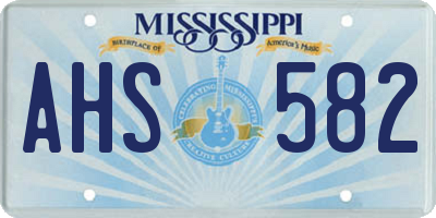 MS license plate AHS582