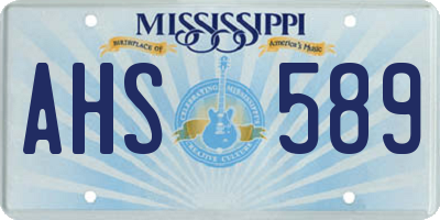 MS license plate AHS589