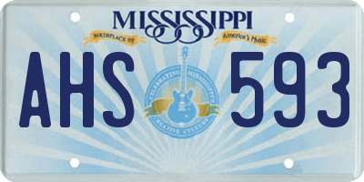 MS license plate AHS593
