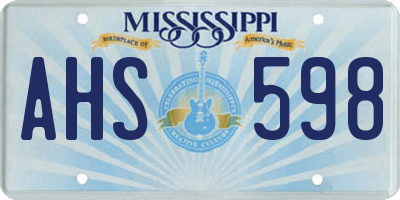 MS license plate AHS598