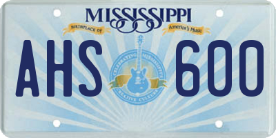 MS license plate AHS600