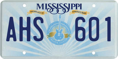 MS license plate AHS601