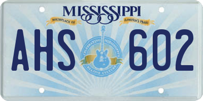 MS license plate AHS602