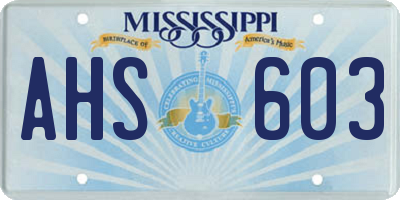 MS license plate AHS603