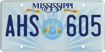 MS license plate AHS605