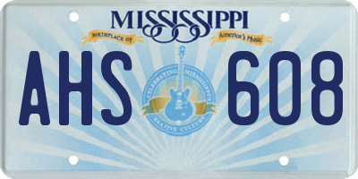 MS license plate AHS608