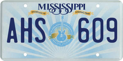 MS license plate AHS609