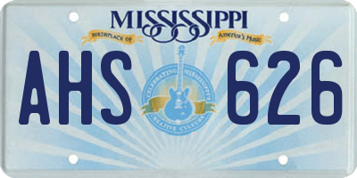 MS license plate AHS626