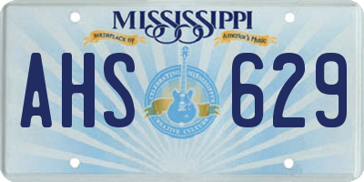 MS license plate AHS629