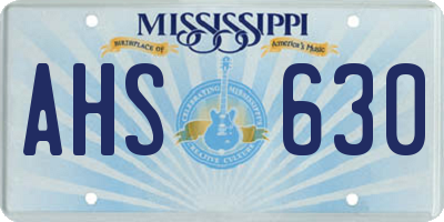 MS license plate AHS630