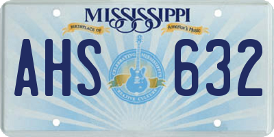 MS license plate AHS632