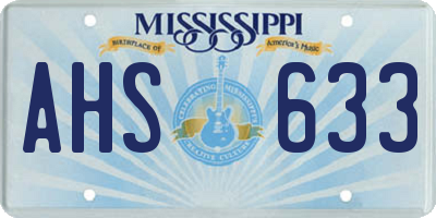 MS license plate AHS633