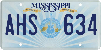MS license plate AHS634