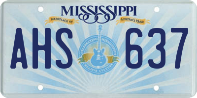 MS license plate AHS637