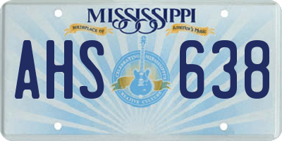 MS license plate AHS638