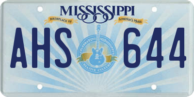 MS license plate AHS644