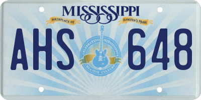 MS license plate AHS648